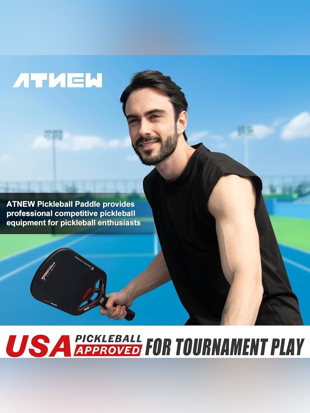 NEW ATNEW Pickleball Paddles - Black & Red